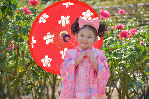 japanese girl dressed up for celebrating 753