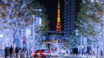 center of tokyo lit up during christmas season